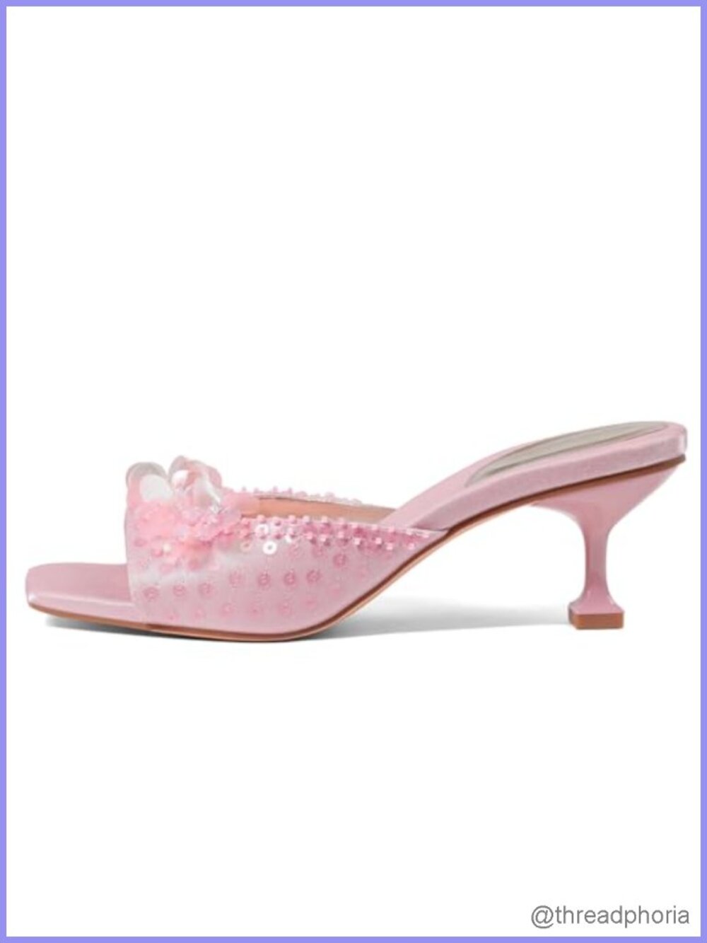 Women Sequin Kitten Heels Square Toe Slip On Low Heel Sandals Party Wedding